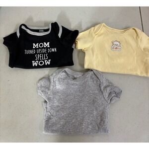 Set of 3 Baby Essentials 3M Black White Yellow Bodysuits Mom Graphic Bear‎